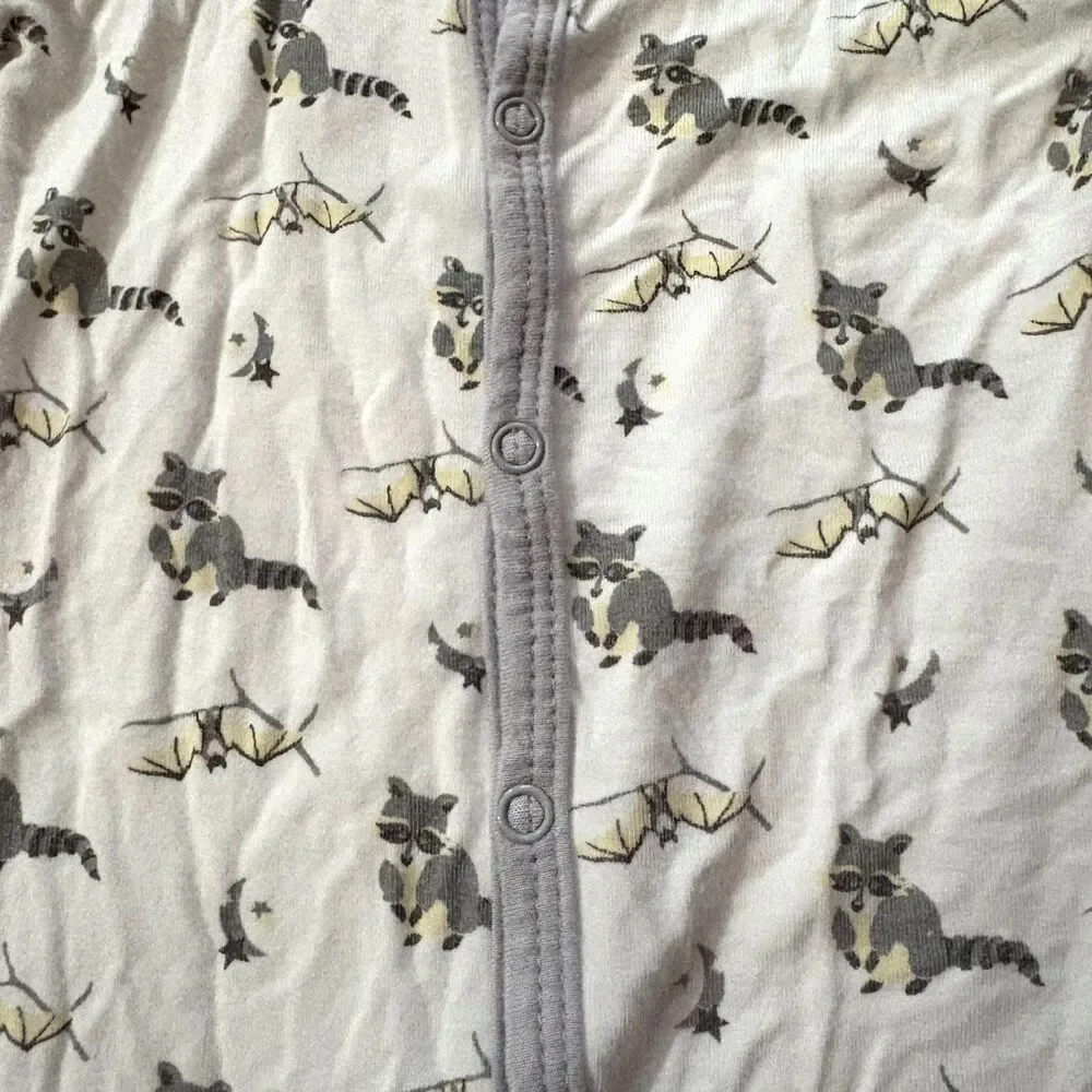 Kyte Baby Bamboo Snap Footie Sleeper White Nocturnal Animal Print Size‎ Newborn